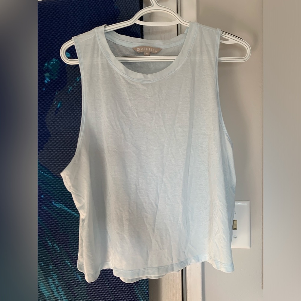 ATHLETA Cropped Light Blue Muscle Tank Top size XL